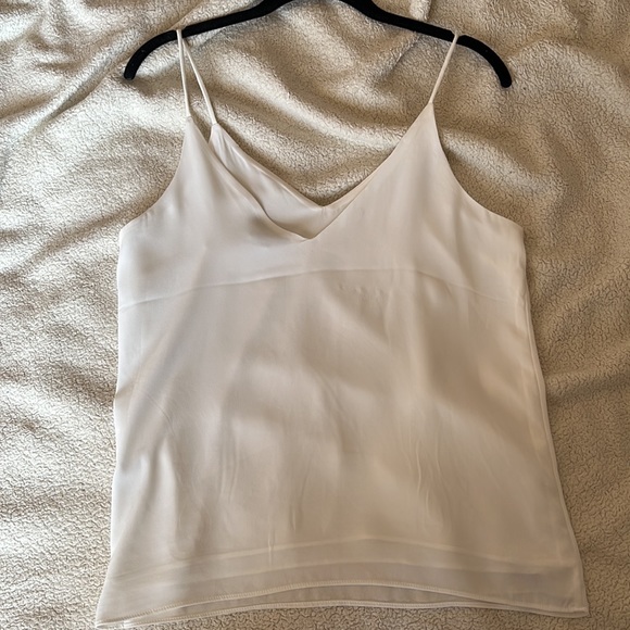 EUC H&M classic semi sheer plunge v neck blouse - Picture 2 of 4